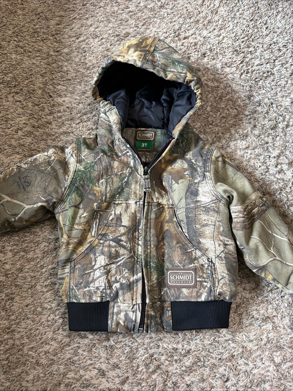CE Schmidt Camo Quilted Coat Real Tree Hooded Canvas Toddler 3T